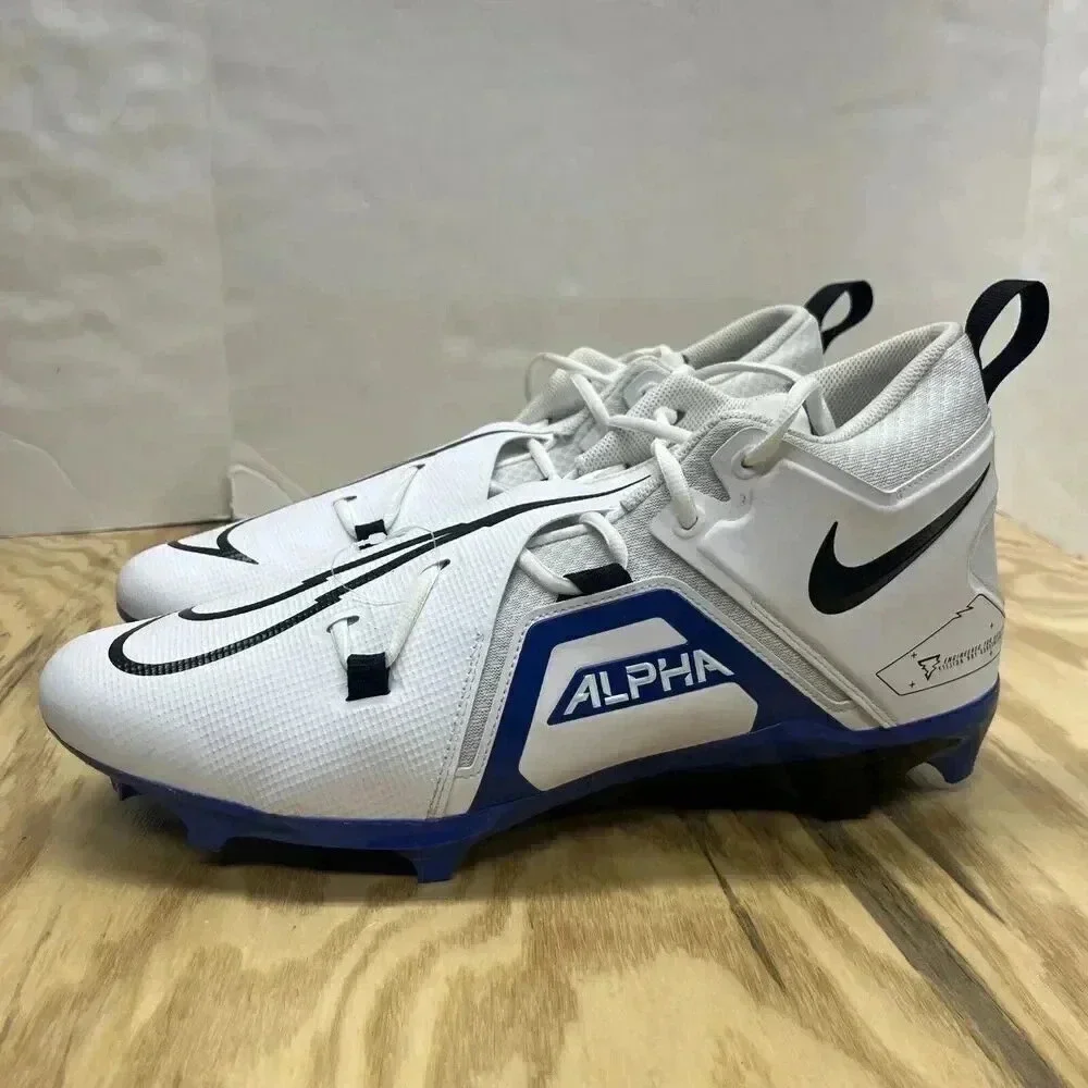 Nike Alpha Menace Pro 3 Mid Men's 17 White Royal Blue football cleats CT6649-101